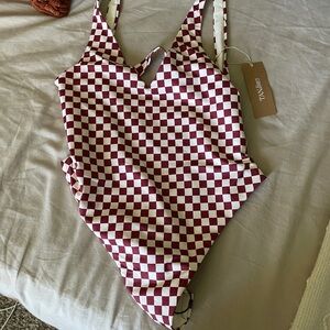 Stylish Checkered One-Piece Swimsuit
